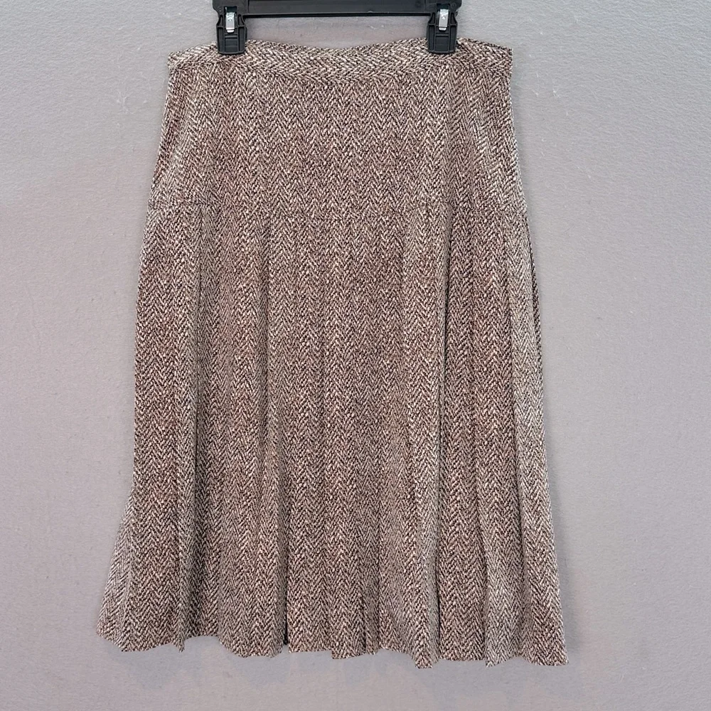 Brooks Brothers- NWOT women’s silk blend pleated midi skirt brown printed size 6 - Picture 3 of 6